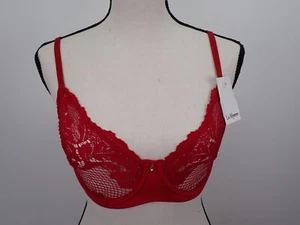 Le Mystere Bra 8246 Lace Allure Unlined Ruby Red 32D DISCONTINUED COLOR - Picture 1 of 8