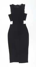 Missguided Womens Black Polyester Bodycon Size 4XL Boat Neck Zip