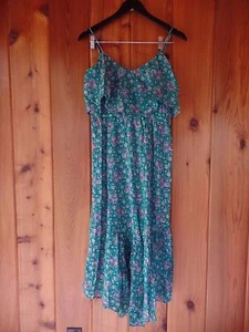 New Blu Moon Strap Dress Flower Green Size 2 (fits like S) Cotton - Picture 1 of 5