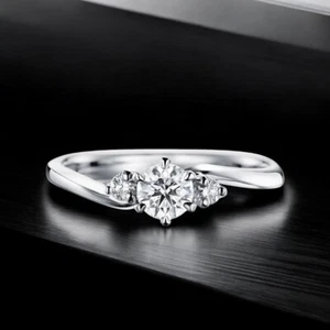 Round Cut Diamond Engagement Ring Lab Created 0.70 Ct 14K White Gold - Picture 1 of 8