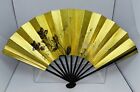 Vintage Retro 1950 JAPAN AIRLINES JAL Aviation Gold Bamboo Folding Hand Fan READ
