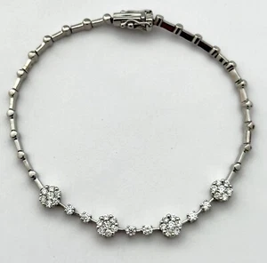 DIAMOND BRACELET 18K WHITE GOLD, 0.87 CAR NATURAL VS DIAMONDS, RET USD $4,000+T - Picture 1 of 13