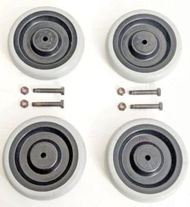 Satz 4 Räder | 5" Durchmesser Räder für Einkaufswagen | Muttern und Schrauben inklusive - Bild 1 von 24
