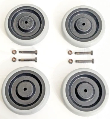 PMC Set of 4 wheels | 5" Diameter wheels for Shopping Cart | Nuts and Bolts included