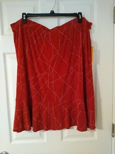Ruby Rd. Dressy Stretch Skirt    Size 3X    Red Orange w/Multi   New   (CT008K) - Picture 1 of 5