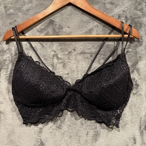 Auden Donna Tg XL Nero Pizzo Leggermente Foderato Bralette Doppio Cinturino - Foto 1 di 9