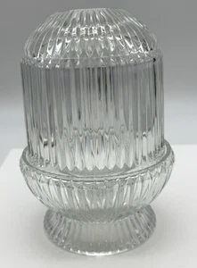 Vintage Homco Lichterkette Klarglas gerippt 2 Stück Teelicht Kerzenhalter 6" H - Bild 1 von 7