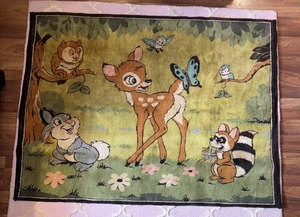 VINTAGE RARE DISNEY BAMBI THUMPER BELGIUM TAPESTRY RUG WALL HANGING 58" X 45" - Picture 1 of 11