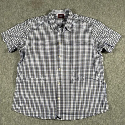 UNTUCKit Shirt Mens 2XL Blue White Check Slim Fit Wrinkle Free Short Sleeve - Image 1 of 4