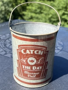 Catch The Day Minnow Pail - Salesman Sample / Premium Miniature Fishing Bucket - Picture 1 of 6