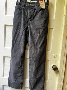 NWT Levi's Red Tab sz 24x27 Ribcage Gray Corduroy High Rise Straight Ankle Jeans - Picture 1 of 9