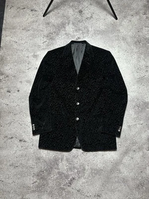 Blazer Versace Classic V2 Vintage Masculino Designer de 3 Botões Veludo Preto Tamanho 52 - Imagem 1 de 4