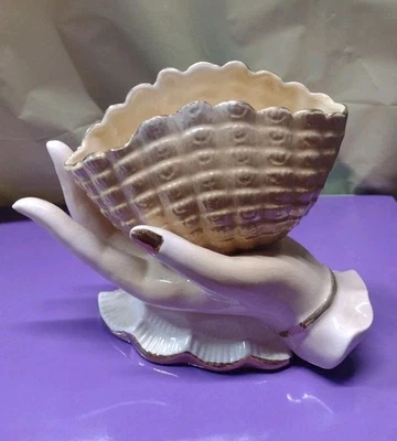 Vintage Shell In Hand Vase - Image 1 of 4