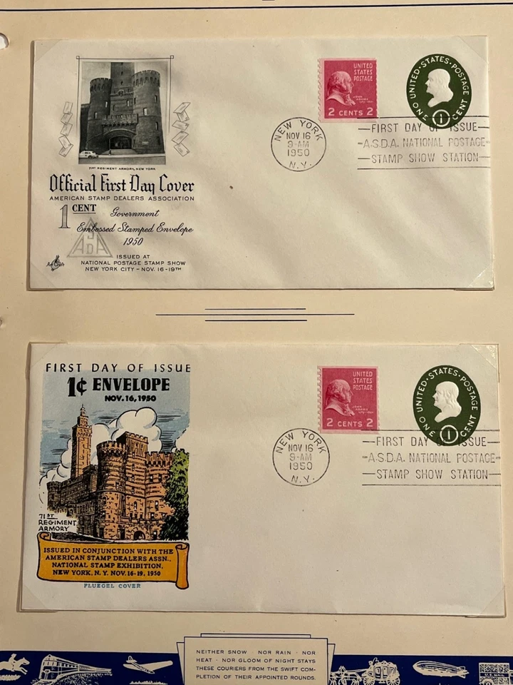 1950 1c stamp Embossed Envelope #U532 First Day Cover - ArtCraft & Fluegel - Image 1 of 3