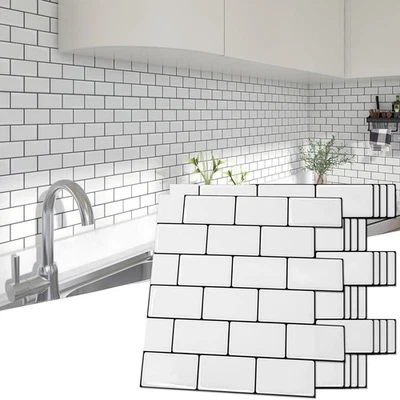 10 Pc 12x12'' Peel and Stick Backsplash Kitchen Bathroom Mosaic Tiles Wall Decor