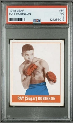 1948 Leaf Boxing Sugar Ray Robinson Rookie Card #64 - PSA 3 Very Good - Image 1 of 2