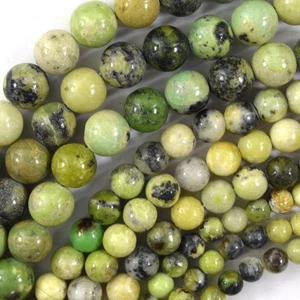 Cuentas redondas de crisoprasa verde natural amarillo piedra preciosa 15" hilo 6 mm 8 mm 10 mm - Imagen 1 de 4