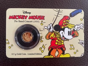 Mickey Mouse 0.5 .5 g Gold Coin (2016). Niue 🇳🇺 The Band Concert (1938) - Picture 1 of 3