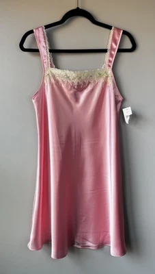 Vestido de renda Oscar de la Renta Chemise cetim vintage etiqueta rosa tamanho M - Imagem 1 de 4