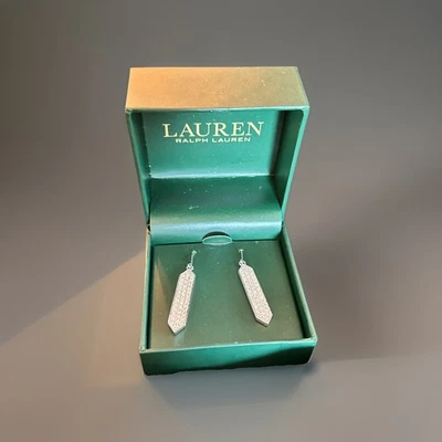 Ralph Lauren Geo Drop   Silver-tone and Rhinestone Earrings  - Image 1 of 4