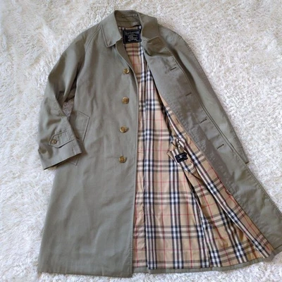 Burberry Long Khaki Trench Coat Men's Nova Check Size M 108cm Length - Image 1 of 4