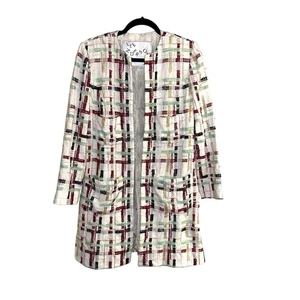 Cappotto Lee Anderson Couture New York tweed midi multicolore retrò taglia small - Foto 1 di 9