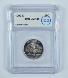 1999-D Washington State Quarter Connecticut MS67 ICG *0095 - Picture 1 of 5