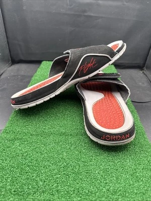 Sandalias retro Jordan Hydro 4 para hombre talla 12 532225-060 negras/rojas fuego Foto 1 de 4