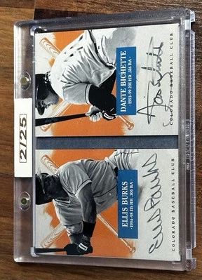 2013 Panini America's Pastime Hitters tinta Ellis Burks Bichette folleto automático #/25 Foto 1 de 2