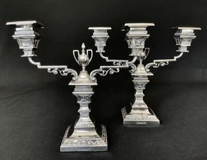 WALKER & HALL SHEFFIELD SILVER PLATE ADAM TWO ARM CANDELABRA (PAIR) C. 1892 - Picture 1 of 24