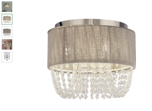 Bellano 3 Light Flush Ceiling Light - Grey Fabric Shade RRP £80 - Picture 1 of 5
