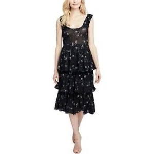 RACHEL Rachel Roy Floral Tiered Layered Sleeveless Midi Dress Navy Plus Size 0X - Picture 1 of 13
