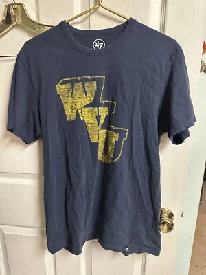 WVU T Shirt Large Blue Banner 47 Distressed West Virginia University - Image 1 of 4