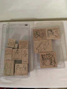 Juego de 2 estampillas de goma Stampin Up Polar Vacaciones de nieve Its Snow Time - Imagen 1 de 7