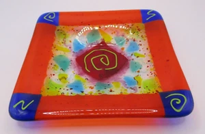 ARTIST SIGNED SUSAN HIGGINS FUSED GLASS BOWL 6.25 X 6.25 - Bild 1 von 7