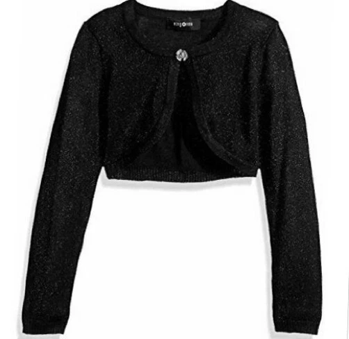 Girls Metallic shrug L Black Cropped cardigan Jewel Glittery Amy Byer Short - Image 1 of 4