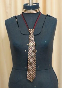 Vintage Silk Kids Easy Zip On Tie Boys' Striped Necktie Gold City Adjustable 80s - Picture 1 of 5