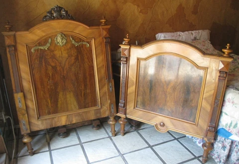Pair of Antique 19th Century French Rococo Louis XVI Ornate Twin Headboard/foot Cover