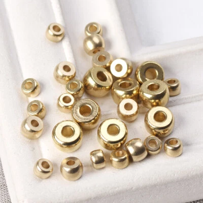 Solid Brass Lt Gold Cylinder 5x3mm 6x4mm 8x5mm Loose Beads for Jewelry Making - Image 1 of 4