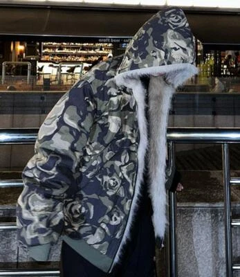 Men's Short camouflage Punk Gothic Coat Warm Jacket Fur Lining Cotton Parka	 - Image 1 of 4