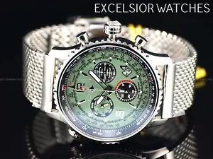 NEW CHASE DURER CDW-0071 FLIGHT COMMANDER SWISS CHRONO SAPPHIRE GREEN SS WATCH - Picture 1 of 9