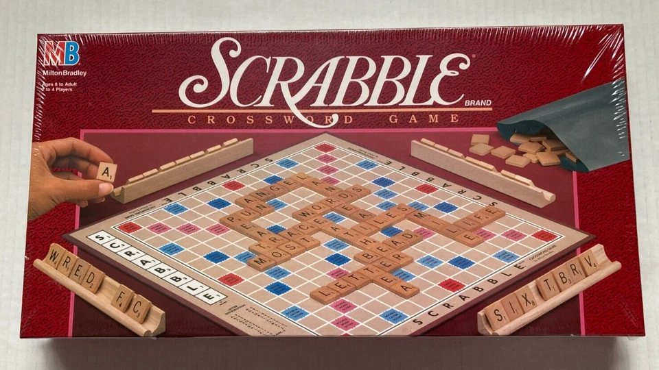 COMPLETE Milton Bradley 4024 Scrabble Crossword Game 1989 - Good