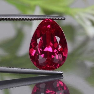 Pear Cut Lab-Created Red Ruby 12. Carat Loose Gemstone For Ring Making - Picture 1 of 5