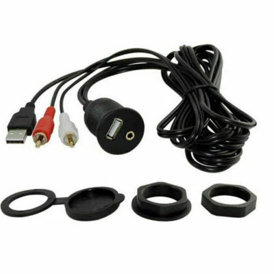 1Pcs AUX Extension Male To Female Cable Dash Flush Mount USB 3.5mm For Car Boat - Image 1 of 4