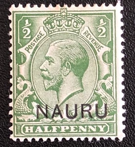 1916 NAURU 1/2d STAMP OVERPRINT -HALFPENNY-KING GEORGE V-Sg NR 1-MH - Picture 1 of 4