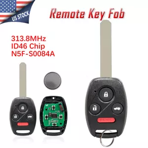 4 Button Remote Key Fob for Honda Civic 2006 2007 2008 2009 2010 2011 2012 2013 - Picture 1 of 8