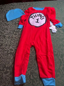 NWT 4T 4 boys girls THING 1 sleeper CAT IN THE HAT costume pajamas dr seuss fall