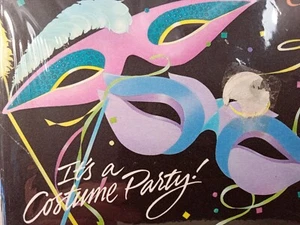 Vintage Costume 8 Party Invitations Mardi Gras Masks Hallmark - Picture 1 of 3