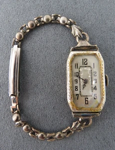 Antique Wrist Watch 12k Gold Filled Sterling Silver Base Patent # Rectangular - Picture 1 of 8
