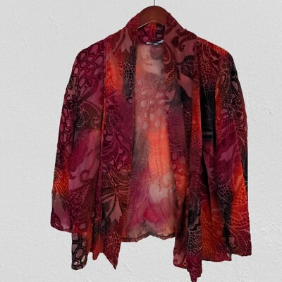 Cárdigan Notations Mujer XL Terciopelo Burnout Abierto Boho Colorido Gótico Cachicho Foto 1 de 4